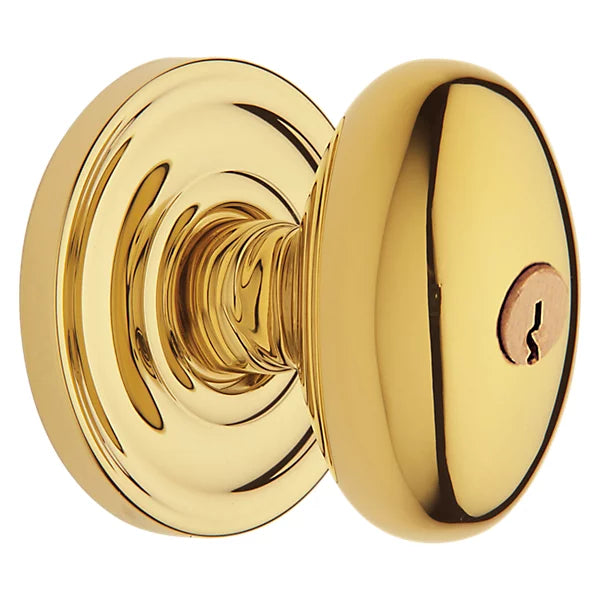 Baldwin - Estate Collection - Keyed Knobs & Levers - 5225 Egg Keyed Door Knob w/ Classic Rose (Pre-Configured)