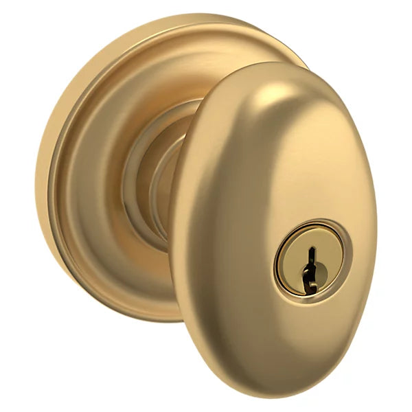 Baldwin - Estate Collection - Keyed Knobs & Levers - 5225 Egg Keyed Door Knob w/ Classic Rose (Pre-Configured)