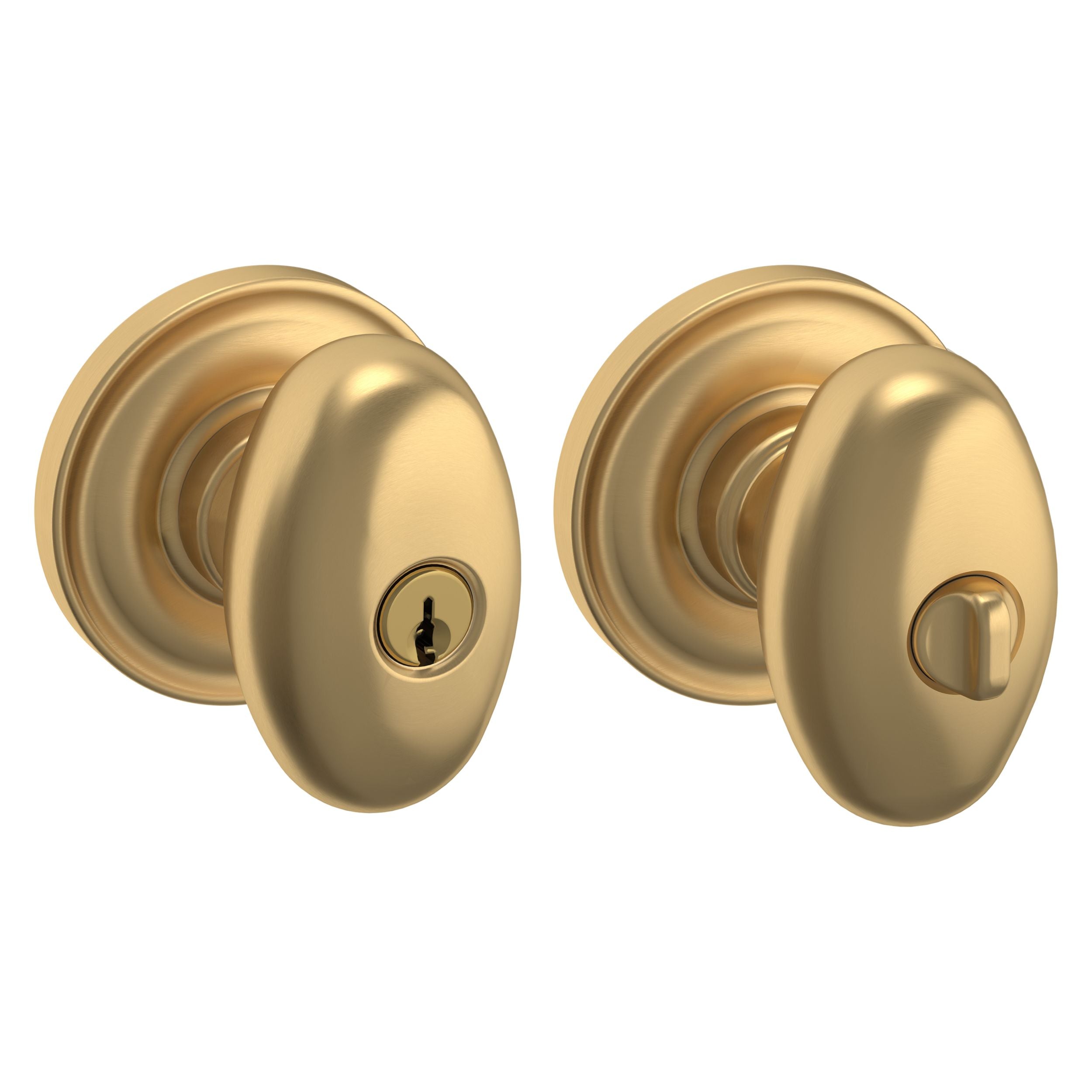 Baldwin - Estate Collection - Keyed Knobs & Levers - 5225 Egg Keyed Door Knob w/ Classic Rose (Pre-Configured)