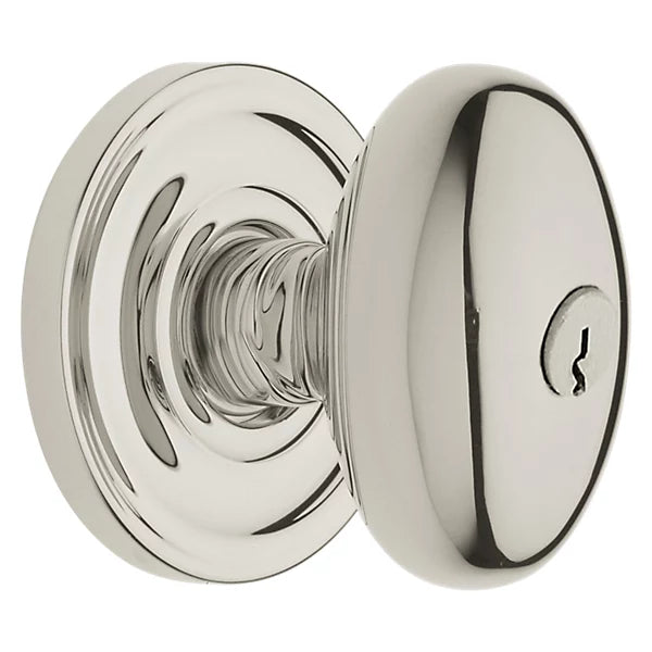 Baldwin - Estate Collection - Keyed Knobs & Levers - 5225 Egg Keyed Door Knob w/ Classic Rose (Pre-Configured)