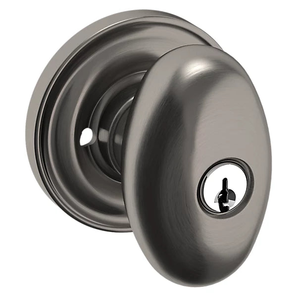 Baldwin - Estate Collection - Keyed Knobs & Levers - 5225 Egg Keyed Door Knob w/ Classic Rose (Pre-Configured)