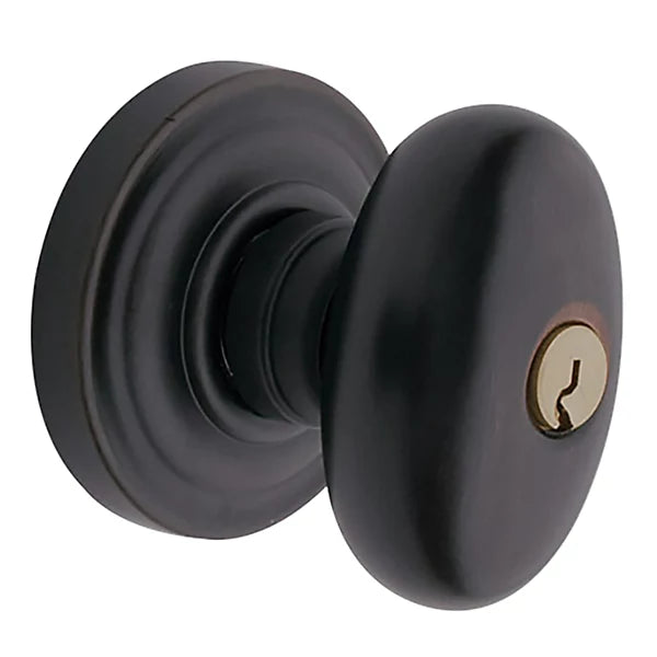 Baldwin - Estate Collection - Keyed Knobs & Levers - 5225 Egg Keyed Door Knob w/ Classic Rose (Pre-Configured)