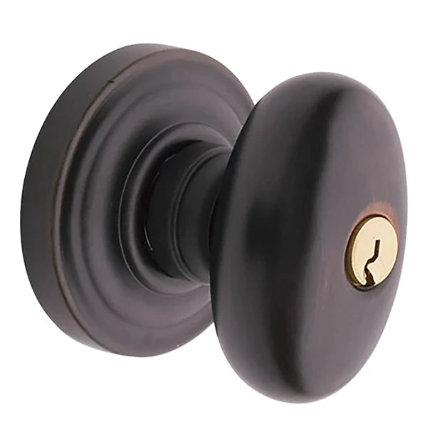 Baldwin - Estate Collection - Keyed Knobs & Levers - 5225 Egg Keyed Door Knob w/ Classic Rose (Pre-Configured)