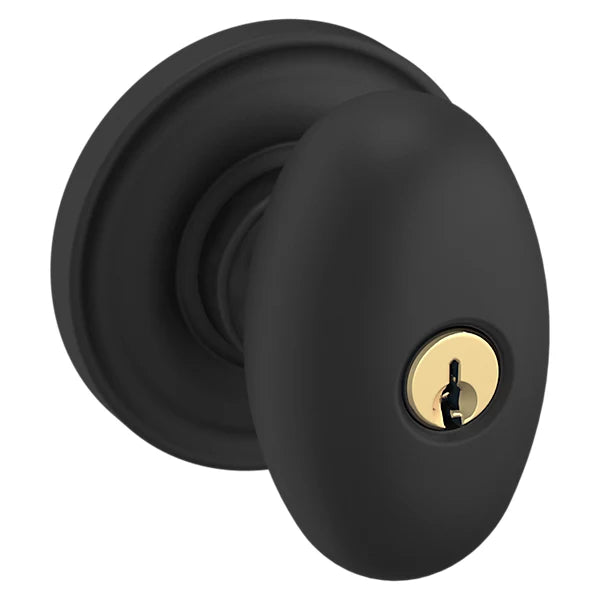 Baldwin - Estate Collection - Keyed Knobs & Levers - 5225 Egg Keyed Door Knob w/ Classic Rose (Pre-Configured)