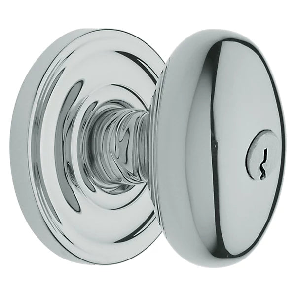Baldwin - Estate Collection - Keyed Knobs & Levers - 5225 Egg Keyed Door Knob w/ Classic Rose (Pre-Configured)