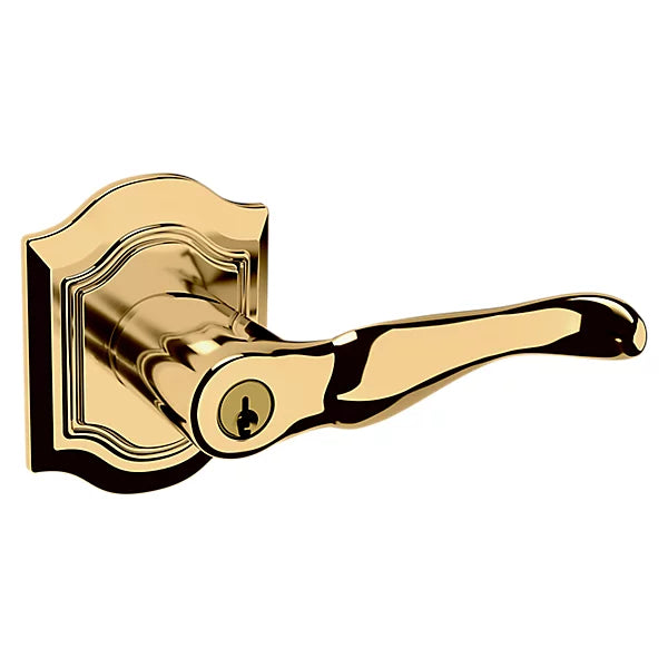 Baldwin - Estate Collection - Keyed Knobs & Levers - 5237 Bethpage Keyed Door Lever w/ Bethpage Rose (Pre-Configured)