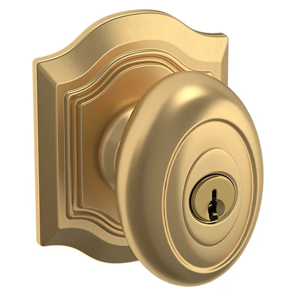Baldwin - Estate Collection - Keyed Knobs & Levers - 5237 Bethpage Keyed Door Knob w/ Bethpage Rose (Pre-Configured)