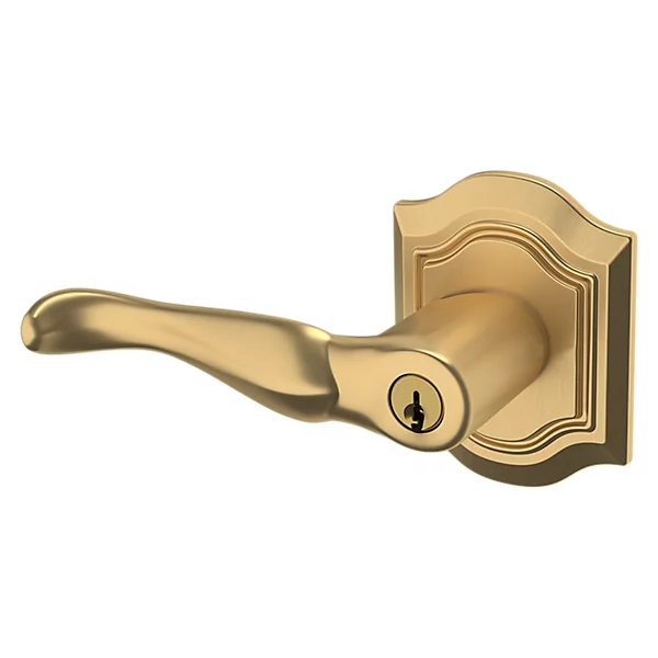 Baldwin - Estate Collection - Keyed Knobs & Levers - 5237 Bethpage Keyed Door Lever w/ Bethpage Rose (Pre-Configured)