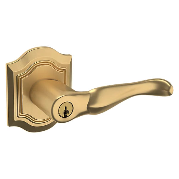 Baldwin - Estate Collection - Keyed Knobs & Levers - 5237 Bethpage Keyed Door Lever w/ Bethpage Rose (Pre-Configured)