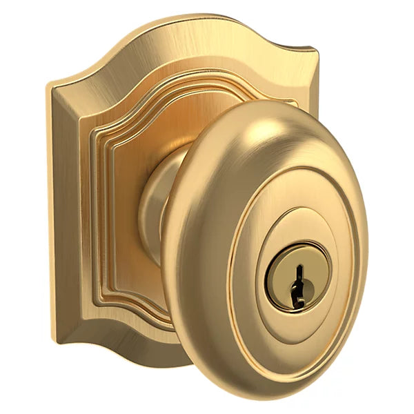 Baldwin - Estate Collection - Keyed Knobs & Levers - 5237 Bethpage Keyed Door Knob w/ Bethpage Rose (Pre-Configured)