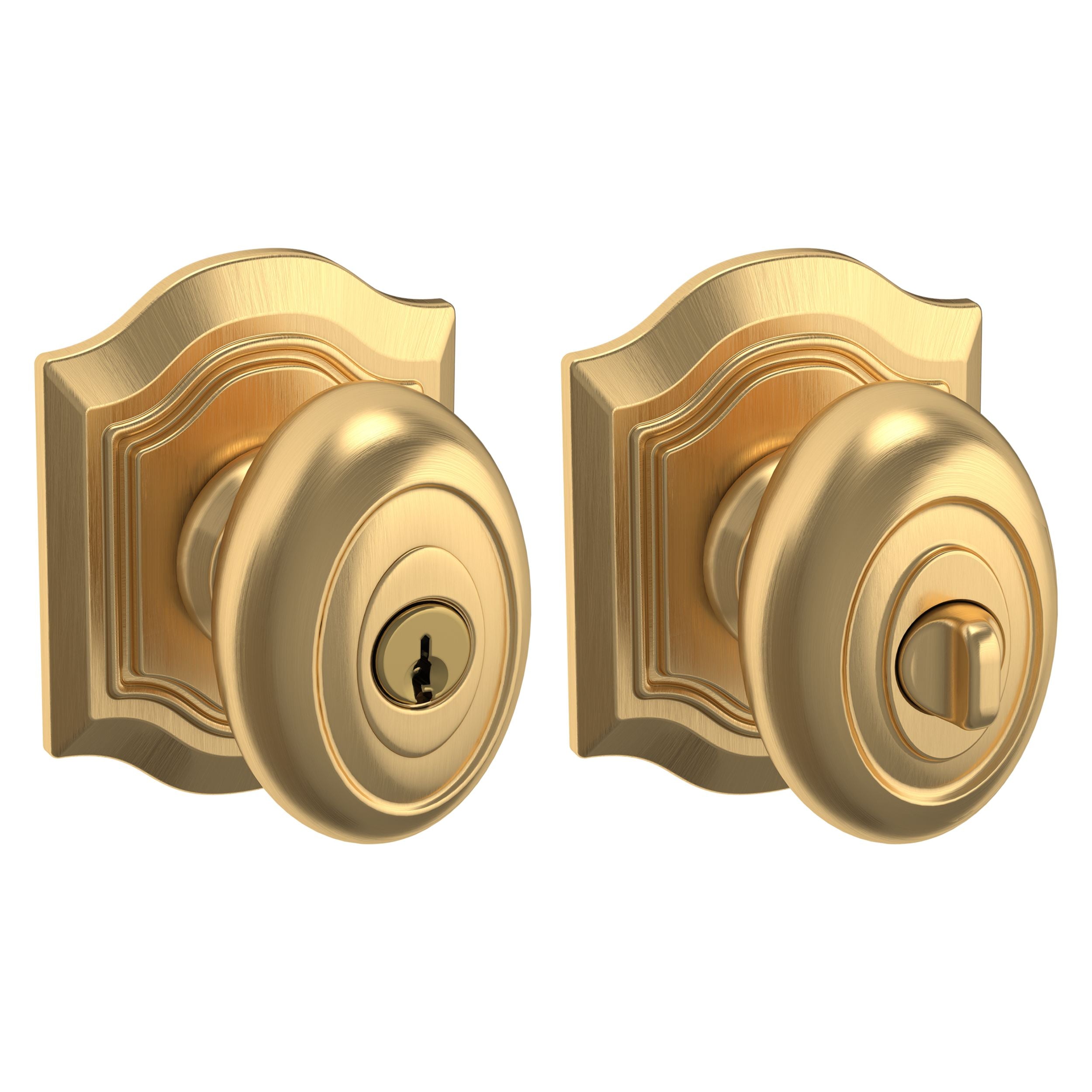 Baldwin - Estate Collection - Keyed Knobs & Levers - 5237 Bethpage Keyed Door Knob w/ Bethpage Rose (Pre-Configured)