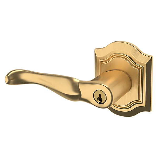 Baldwin - Estate Collection - Keyed Knobs & Levers - 5237 Bethpage Keyed Door Lever w/ Bethpage Rose (Pre-Configured)