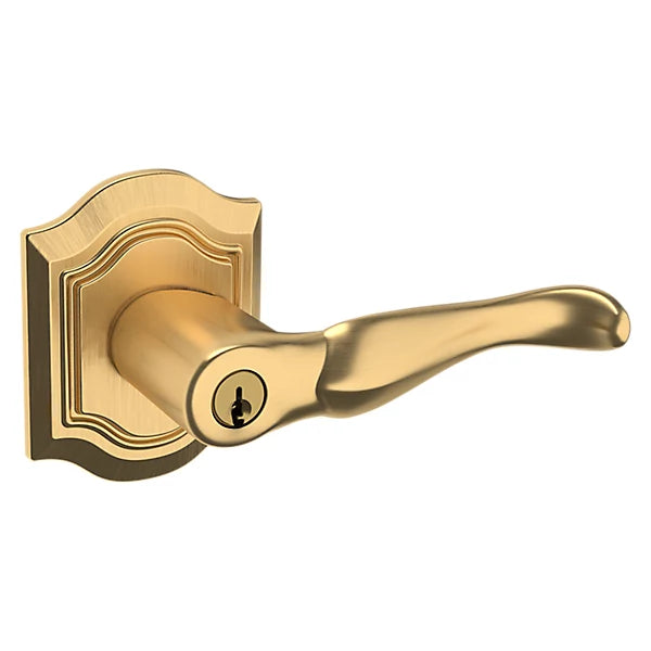 Baldwin - Estate Collection - Keyed Knobs & Levers - 5237 Bethpage Keyed Door Lever w/ Bethpage Rose (Pre-Configured)