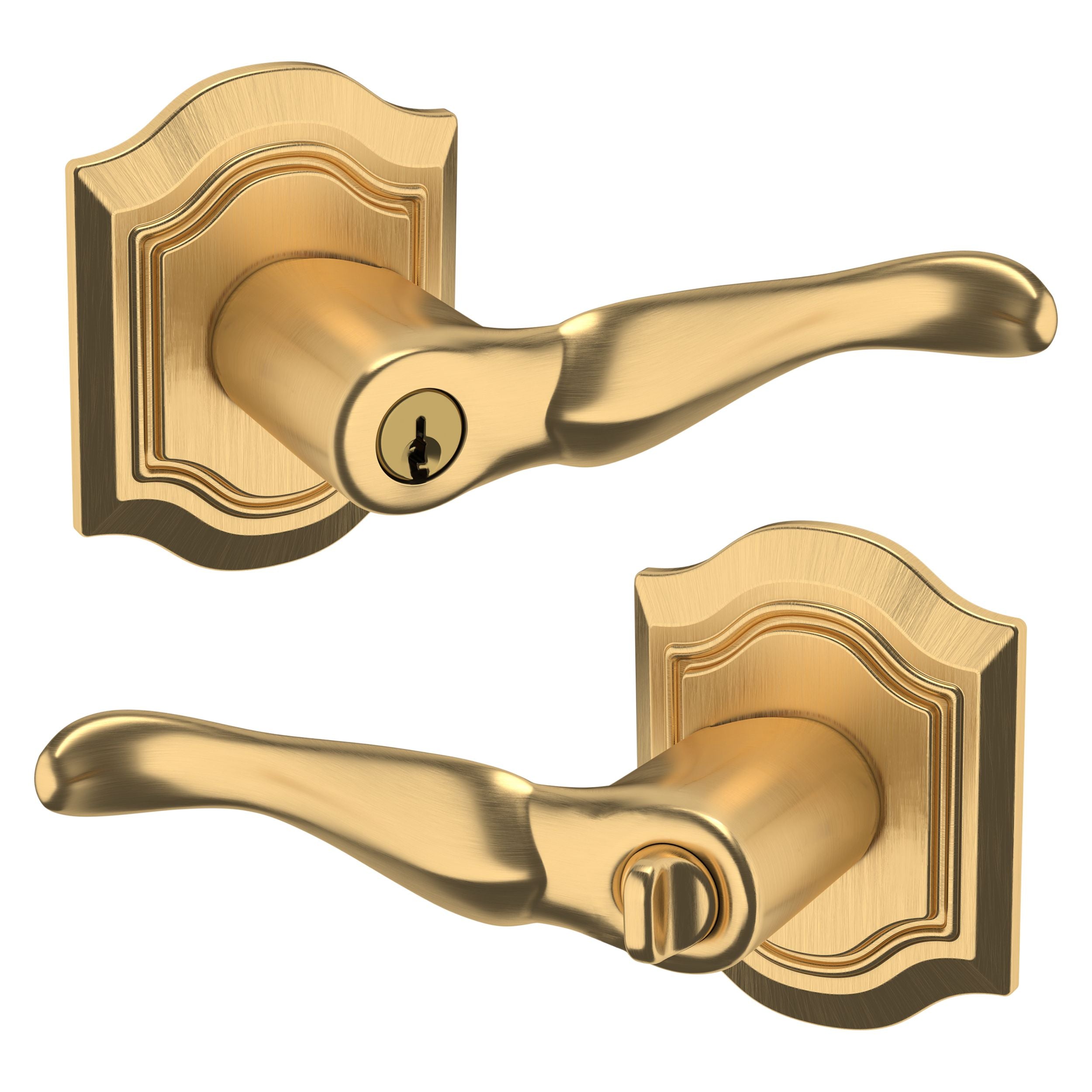 Baldwin - Estate Collection - Keyed Knobs & Levers - 5237 Bethpage Keyed Door Lever w/ Bethpage Rose (Pre-Configured)