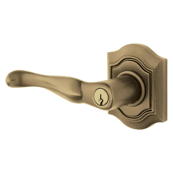 Baldwin - Estate Collection - Keyed Knobs & Levers - 5237 Bethpage Keyed Door Lever w/ Bethpage Rose (Pre-Configured)