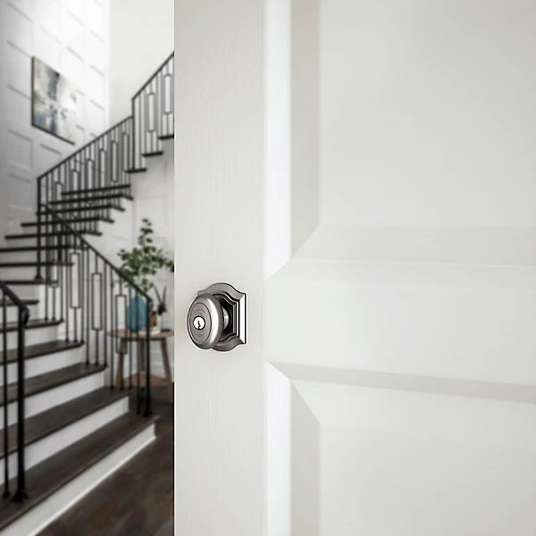 Baldwin - Estate Collection - Keyed Knobs & Levers - 5237 Bethpage Keyed Door Knob w/ Bethpage Rose (Pre-Configured)