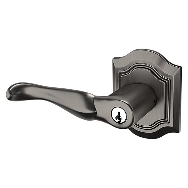 Baldwin - Estate Collection - Keyed Knobs & Levers - 5237 Bethpage Keyed Door Lever w/ Bethpage Rose (Pre-Configured)