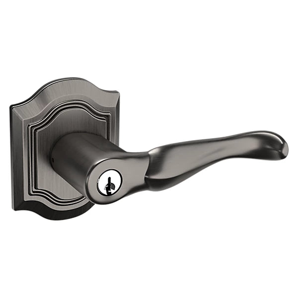 Baldwin - Estate Collection - Keyed Knobs & Levers - 5237 Bethpage Keyed Door Lever w/ Bethpage Rose (Pre-Configured)