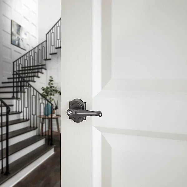 Baldwin - Estate Collection - Keyed Knobs & Levers - 5237 Bethpage Keyed Door Lever w/ Bethpage Rose (Pre-Configured)