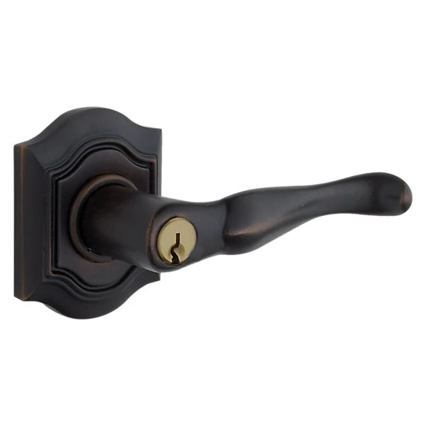 Baldwin - Estate Collection - Keyed Knobs & Levers - 5237 Bethpage Keyed Door Lever w/ Bethpage Rose (Pre-Configured)