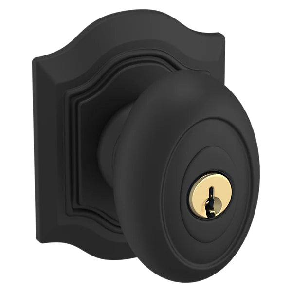 Baldwin - Estate Collection - Keyed Knobs & Levers - 5237 Bethpage Keyed Door Knob w/ Bethpage Rose (Pre-Configured)