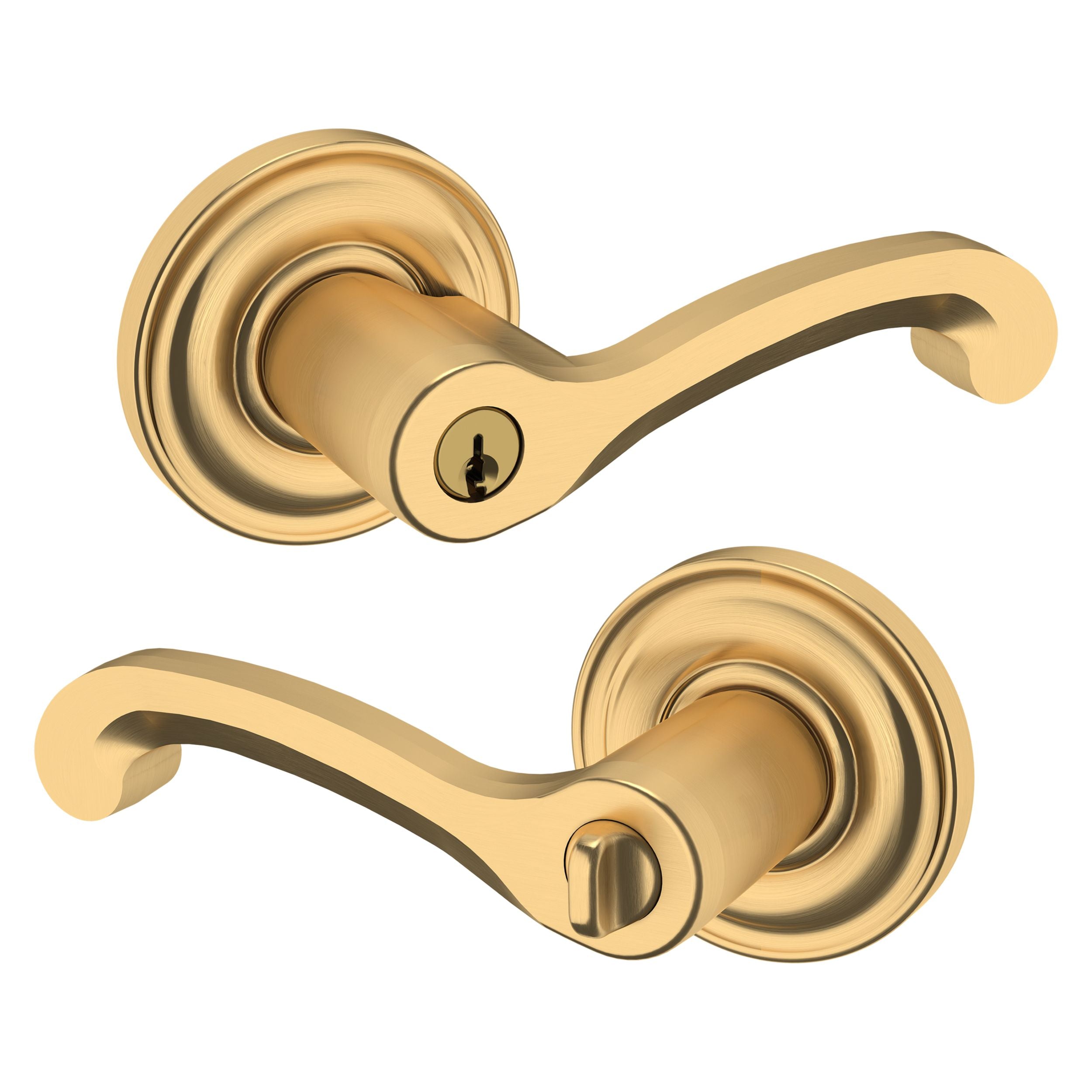 Baldwin - Estate Collection - Keyed Knobs & Levers - 5245 Classic Keyed Door Lever w/ Classic Rose (Pre-Configured)