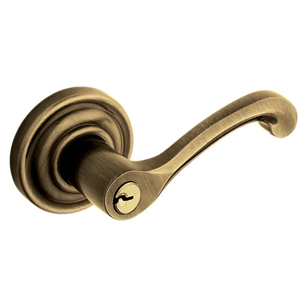Baldwin - Estate Collection - Keyed Knobs & Levers - 5245 Classic Keyed Door Lever w/ Classic Rose (Pre-Configured)