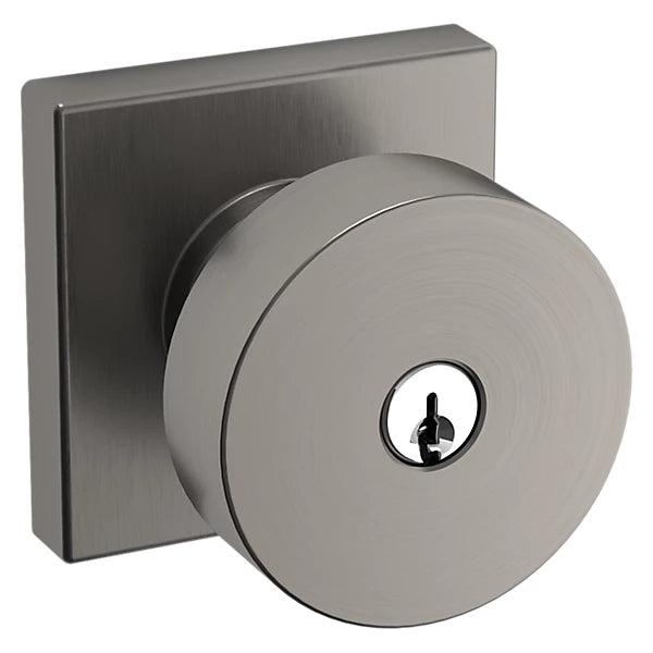 Baldwin - Estate Collection - Keyed Knobs & Levers - 5250 Minneapolis Keyed Door Knob w/ Square Rose (Pre-Configured)