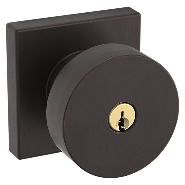 Baldwin - Estate Collection - Keyed Knobs & Levers - 5250 Minneapolis Keyed Door Knob w/ Square Rose (Pre-Configured)