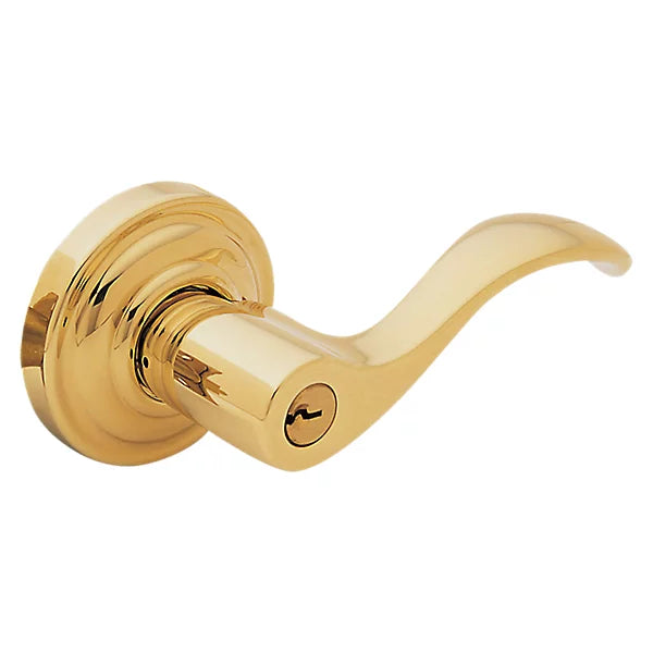 Baldwin - Estate Collection - Keyed Knobs & Levers - 5255 Wave Keyed Door Lever w/ Classic Rose (Pre-Configured)
