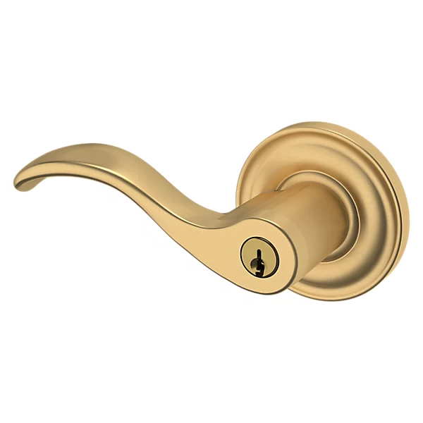 Baldwin - Estate Collection - Keyed Knobs & Levers - 5255 Wave Keyed Door Lever w/ Classic Rose (Pre-Configured)