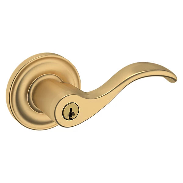Baldwin - Estate Collection - Keyed Knobs & Levers - 5255 Wave Keyed Door Lever w/ Classic Rose (Pre-Configured)