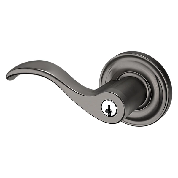 Baldwin - Estate Collection - Keyed Knobs & Levers - 5255 Wave Keyed Door Lever w/ Classic Rose (Pre-Configured)