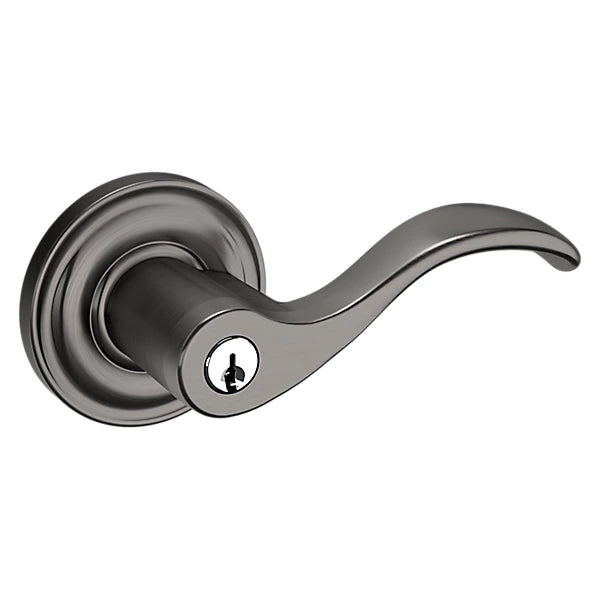 Baldwin - Estate Collection - Keyed Knobs & Levers - 5255 Wave Keyed Door Lever w/ Classic Rose (Pre-Configured)