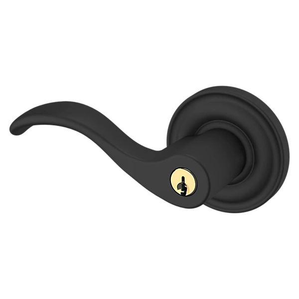Baldwin - Estate Collection - Keyed Knobs & Levers - 5255 Wave Keyed Door Lever w/ Classic Rose (Pre-Configured)