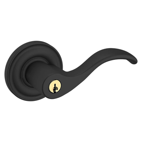 Baldwin - Estate Collection - Keyed Knobs & Levers - 5255 Wave Keyed Door Lever w/ Classic Rose (Pre-Configured)