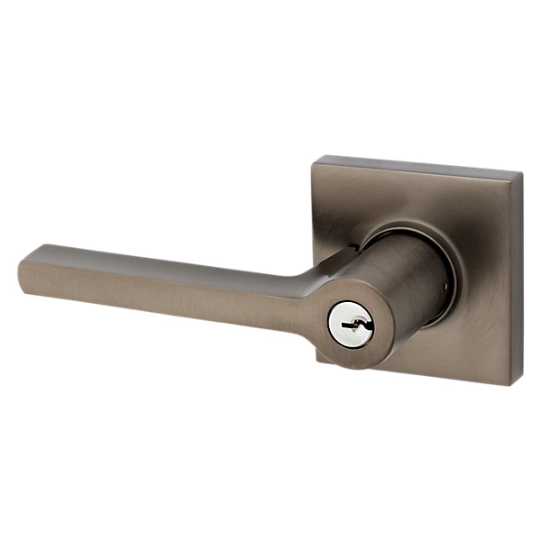 Baldwin - Estate Collection - Keyed Knobs & Levers - 5285 Minneapolis Keyed Door Lever w/ Square Rose (Pre-Configured)