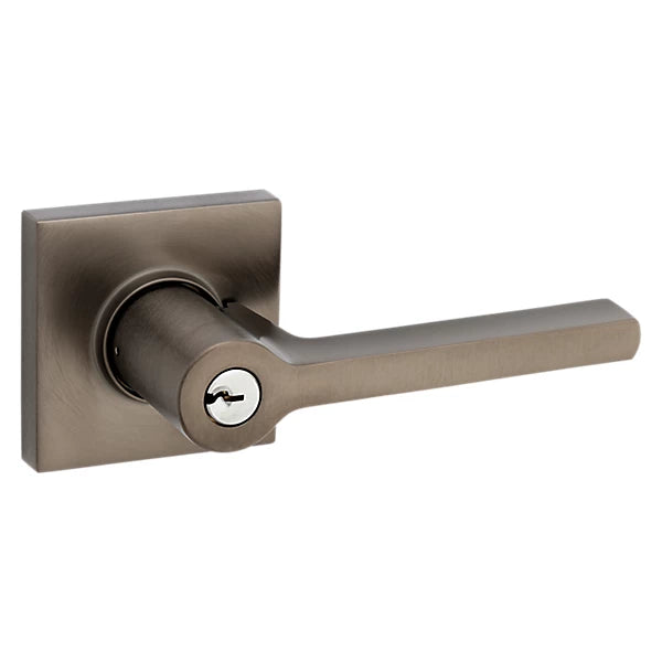 Baldwin - Estate Collection - Keyed Knobs & Levers - 5285 Minneapolis Keyed Door Lever w/ Square Rose (Pre-Configured)