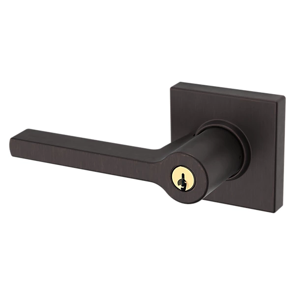 Baldwin - Estate Collection - Keyed Knobs & Levers - 5285 Minneapolis Keyed Door Lever w/ Square Rose (Pre-Configured)