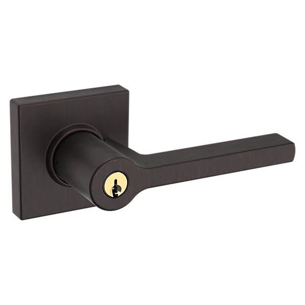 Baldwin - Estate Collection - Keyed Knobs & Levers - 5285 Minneapolis Keyed Door Lever w/ Square Rose (Pre-Configured)