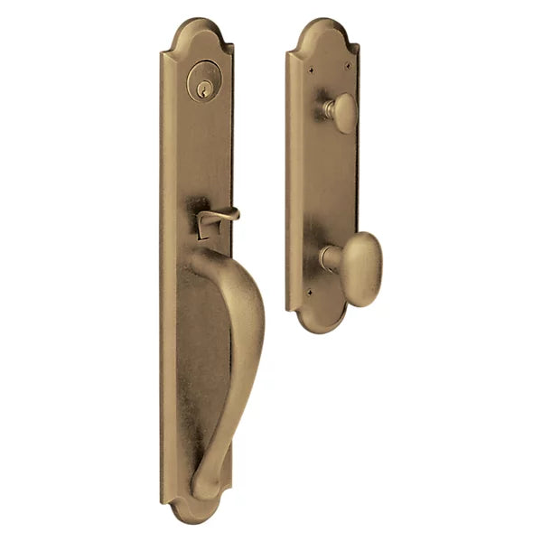 Baldwin - Estate Collection - Tubular Entry Handlesets - Boulder Full Escutcheon Emergency Egress Handleset w/ 5024 Oval Knob