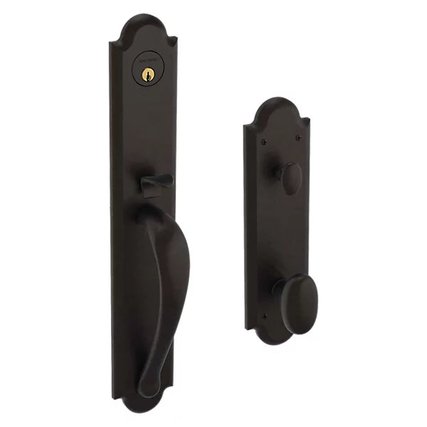 Baldwin - Estate Collection - Tubular Entry Handlesets - Boulder Full Escutcheon Emergency Egress Handleset w/ 5024 Oval Knob