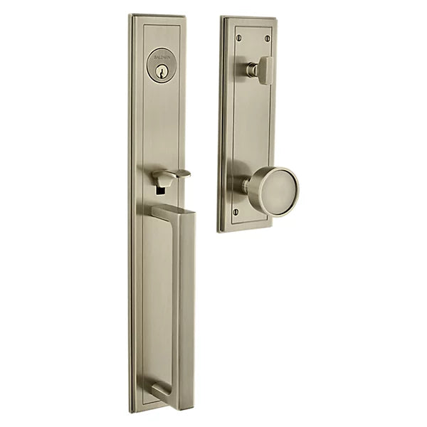 Baldwin - Estate Collection - Tubular Entry Handlesets - Hollywood Hills Full Escutcheon Emergency Egress Handleset w/ K008 Hollywood Hills Knob