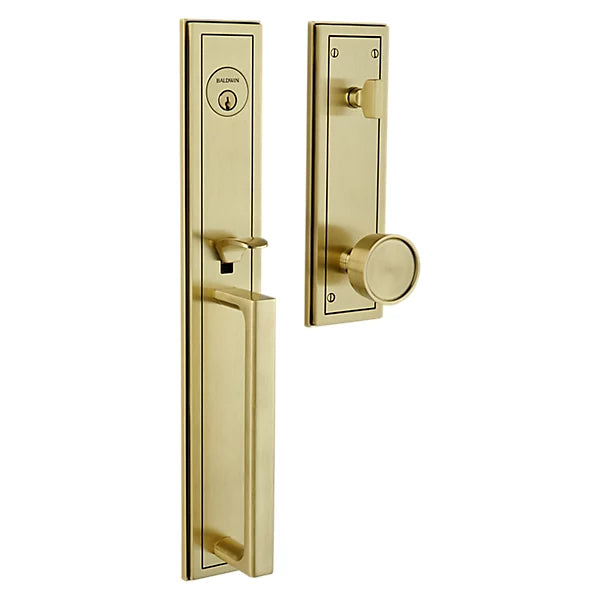 Baldwin - Estate Collection - Tubular Entry Handlesets - Hollywood Hills Full Escutcheon Emergency Egress Handleset w/ K008 Hollywood Hills Knob