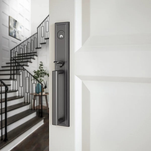 Baldwin - Estate Collection - Tubular Entry Handlesets - Hollywood Hills Full Escutcheon Emergency Egress Handleset w/ K008 Hollywood Hills Knob