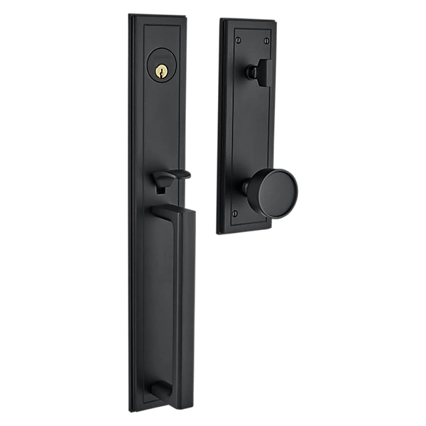 Baldwin - Estate Collection - Tubular Entry Handlesets - Hollywood Hills Full Escutcheon Emergency Egress Handleset w/ K008 Hollywood Hills Knob