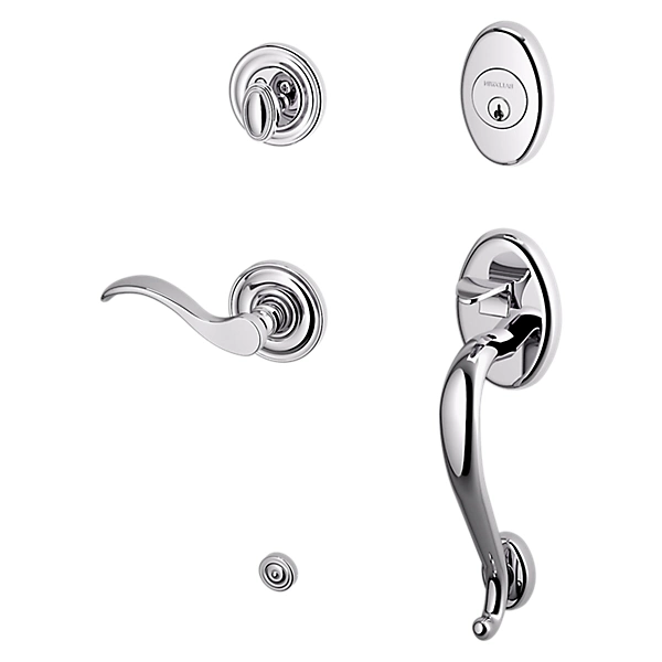 Baldwin - Estate Collection - Tubular Entry Handlesets - Logan Sectional Trim w/ 5455V Wave Lever