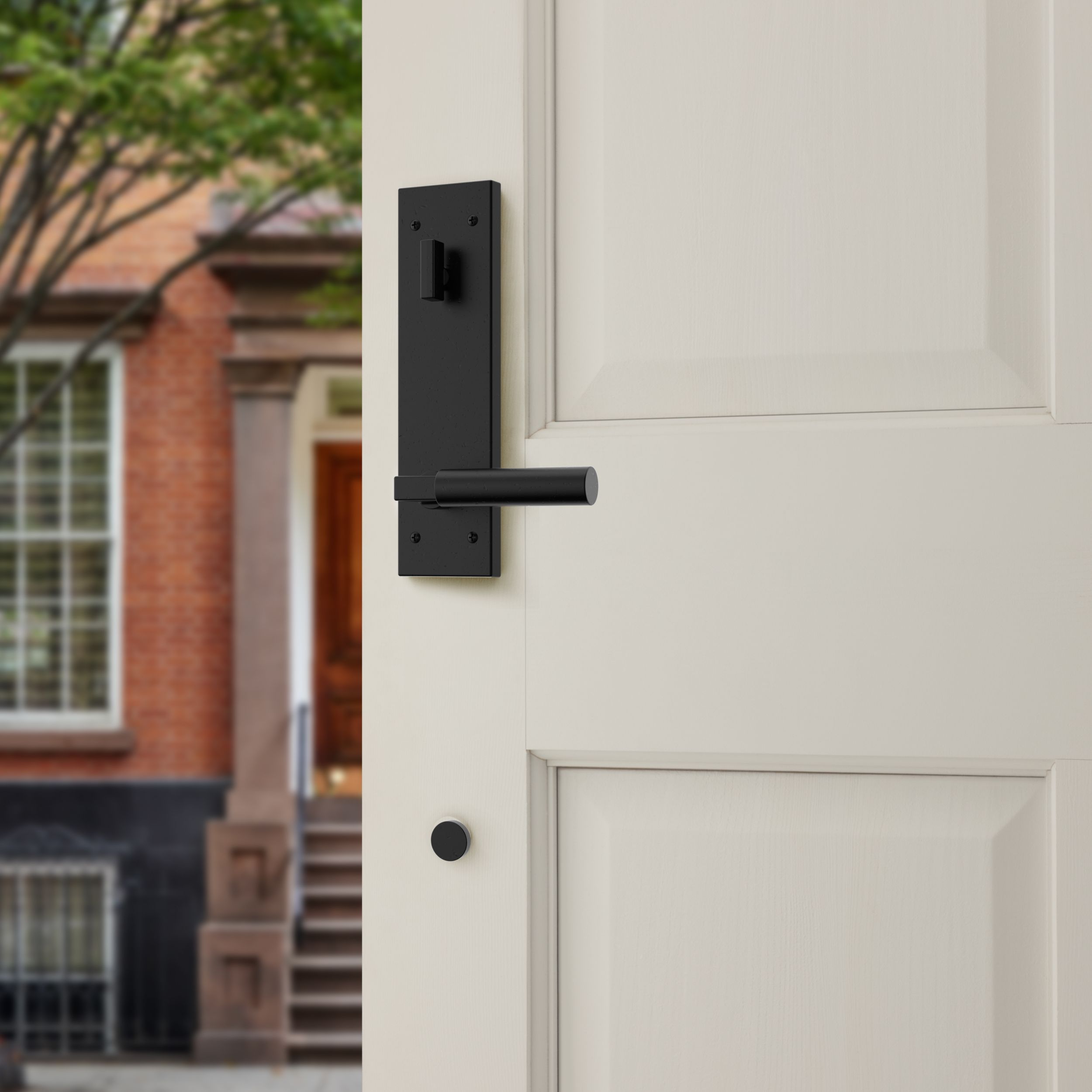 Baldwin - Estate Collection - Tubular Entry Handlesets - Gramercy Full Escutcheon Emergency Egress Handleset w/ L029 Gramercy Lever