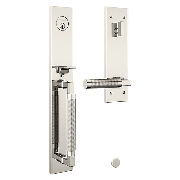 Baldwin - Estate Collection - Tubular Entry Handlesets - Gramercy Knurled Full Escutcheon Emergency Egress Handleset w/ L030 Gramercy Knurled Lever