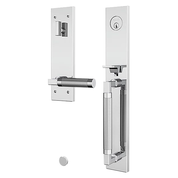 Baldwin - Estate Collection - Tubular Entry Handlesets - Gramercy Knurled Full Escutcheon Emergency Egress Handleset w/ L030 Gramercy Knurled Lever